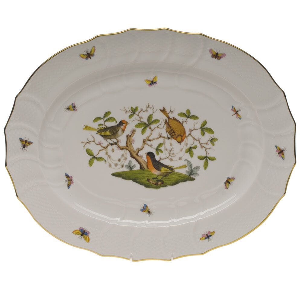Exquisite Herend Rothschild Bird Hand - painted Porcelain Turkey Platter with 24K Gold Accents