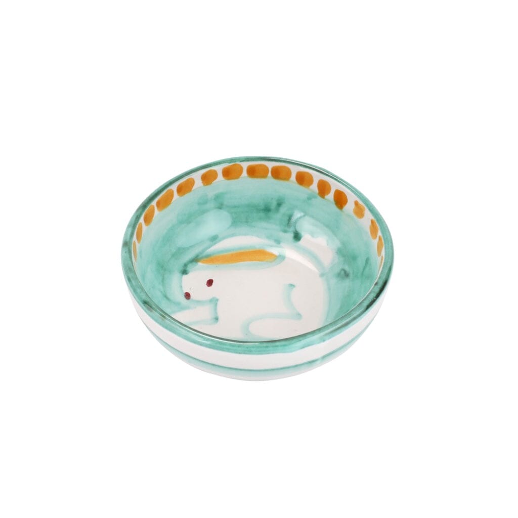 Vietri Hand - painted Campagna Coniglio Style Olive Oil Bowl with Orange Border