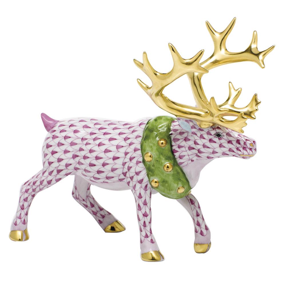 Exquisite Hand - painted Herend Holiday Reindeer Porcelain Figurine