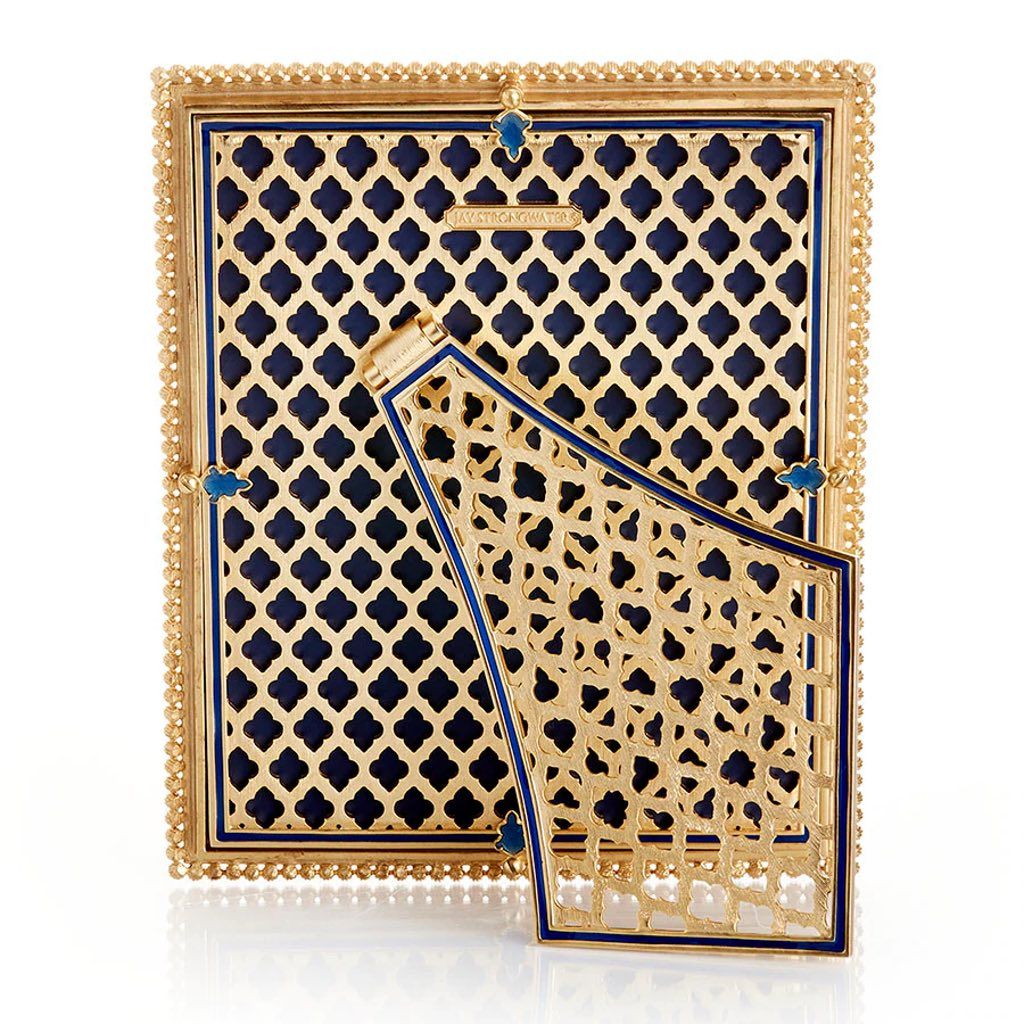 Jay Strongwater 8 x 10 Lapis Blue Hand - Enameled Frame with Swarovski Crystals