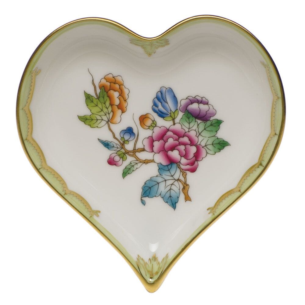Herend Small Heart-shaped Serving Tray with Queen Victoria Pattern