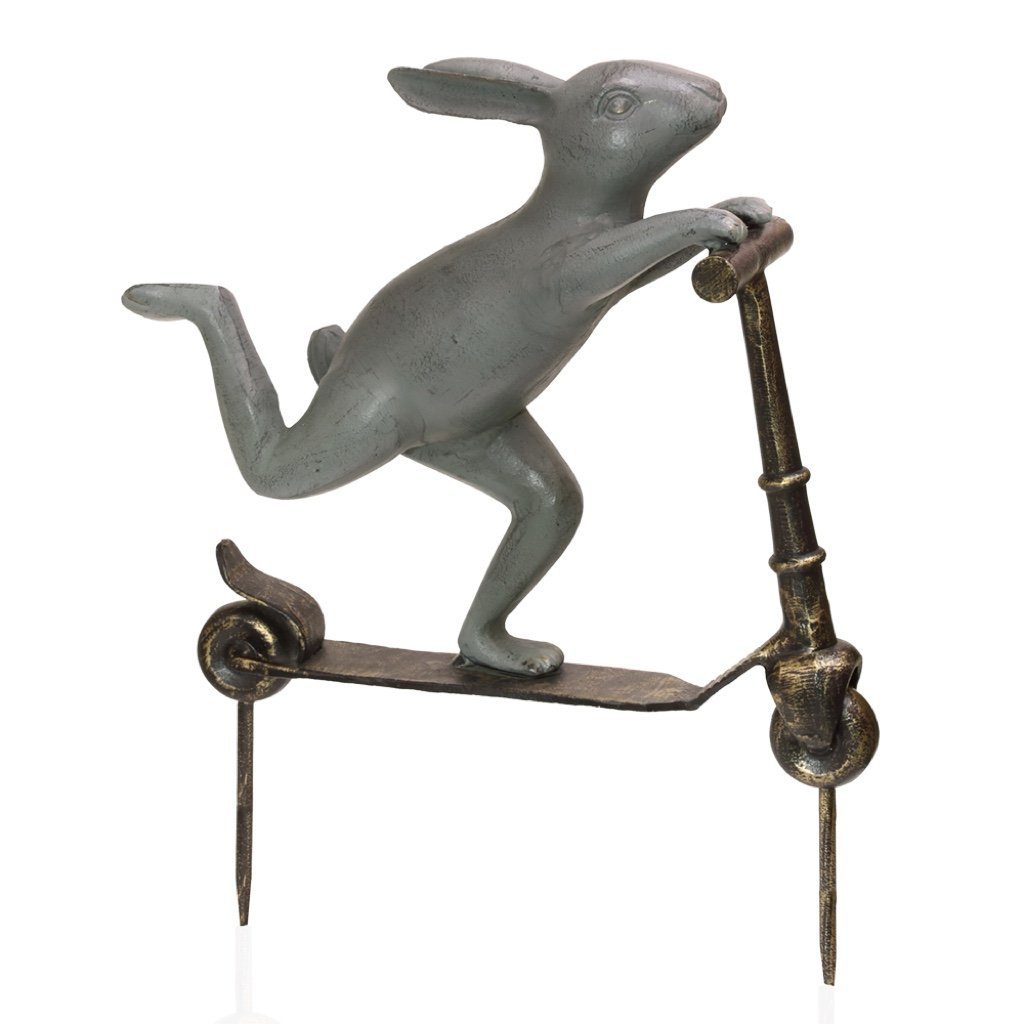 Adorable Aluminum Hand - Cast Bunny on Scooter Garden Sculpture