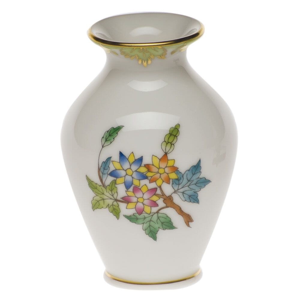 Herend's Delicate Small Bud Vase with Lip in Queen Victoria Pattern