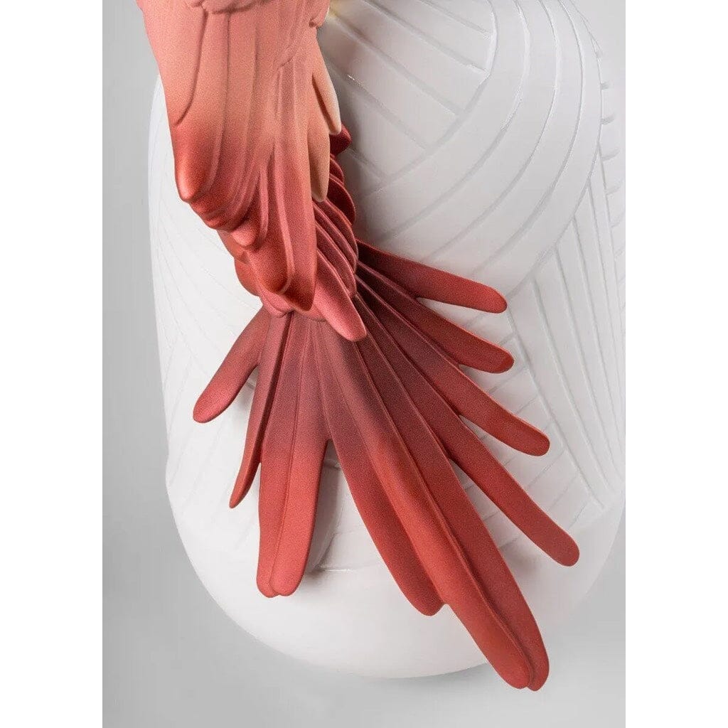 Red Lladro Handmade Porcelain Macaw Bird - Shaped Vase