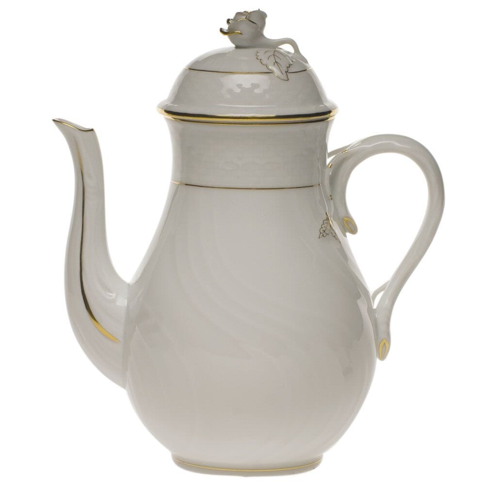 Exquisite Herend Coffee Pot with Golden Edge and Rose Design