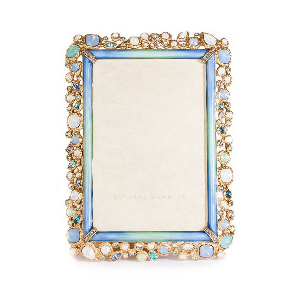 Jay Strongwater Oceana 4 x 6 Emery Bejeweled Gold-Enameled Frame