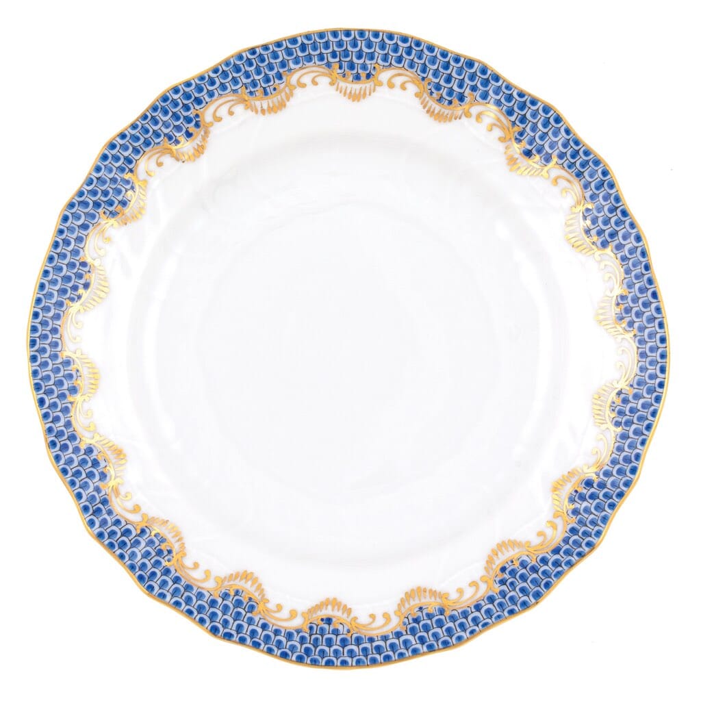 Herend 6-Inch Dishwasher-Safe Fish Scale Bread And Butter Plate with 24K Gold Accents