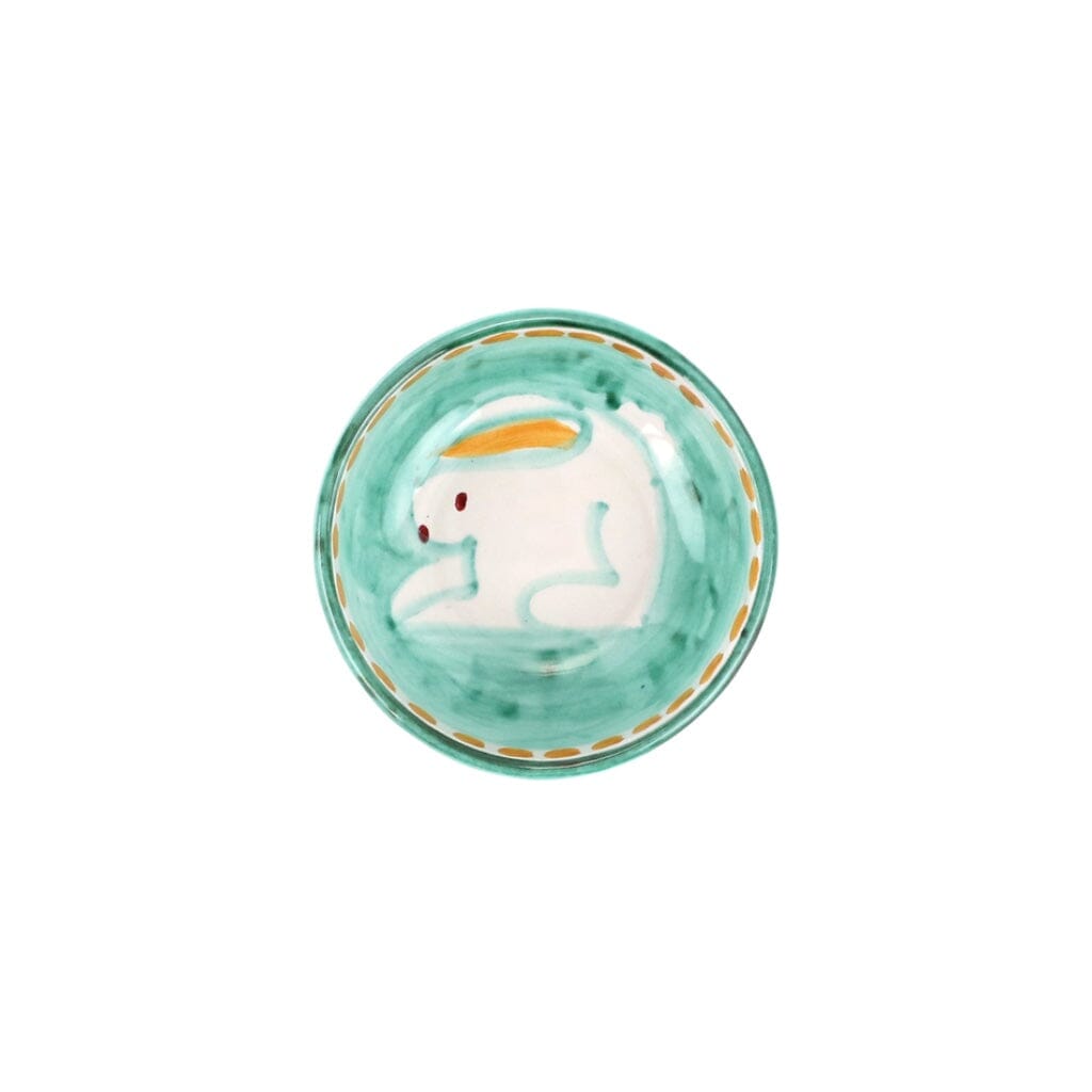 Vietri Hand - painted Campagna Coniglio Style Olive Oil Bowl with Orange Border