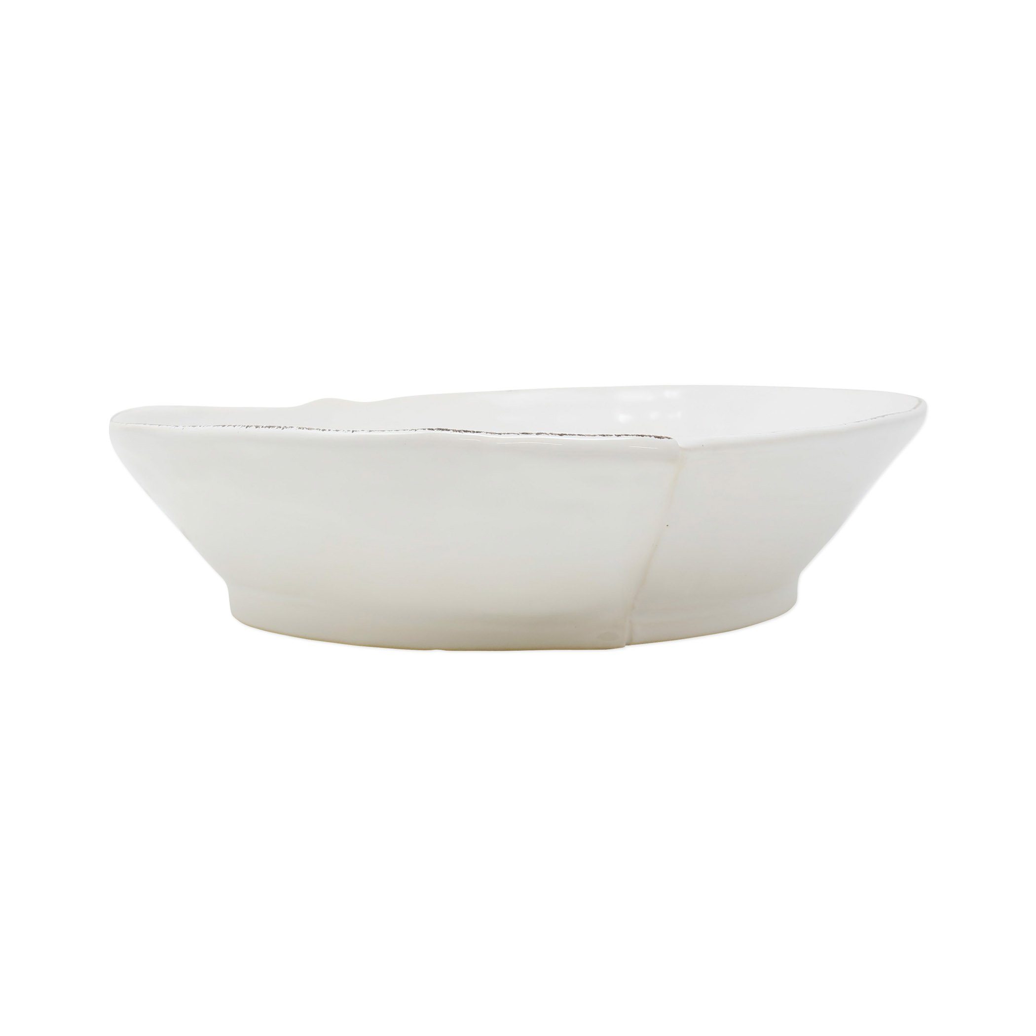 Vietri White Medium Shallow Hand - crafted Lastra Serving Bowl