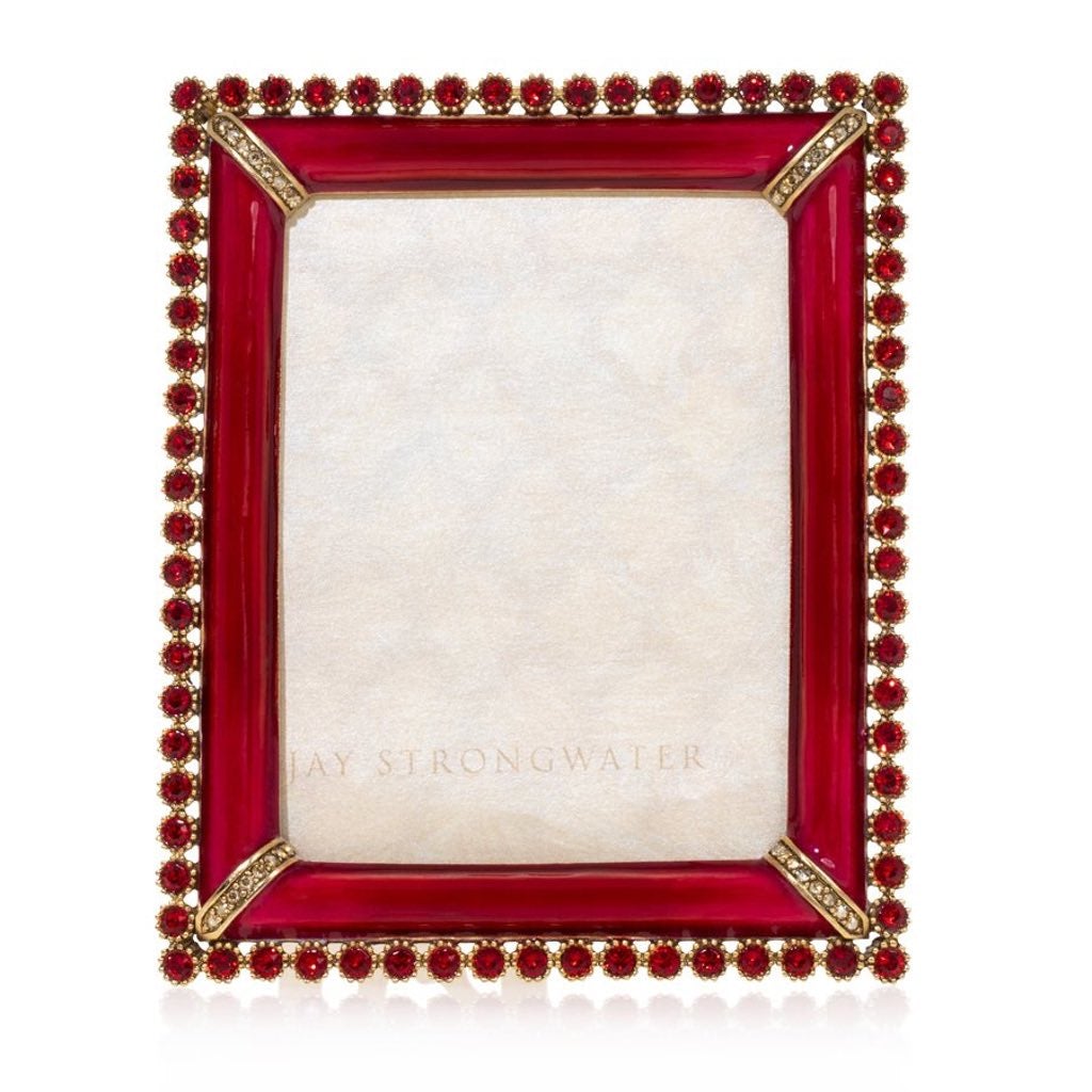 Jay Strongwater Emilia Ruby Red 14K Gold-Finished 3 x 4 Photo Frame with Hand-Set Swarovski Crystals