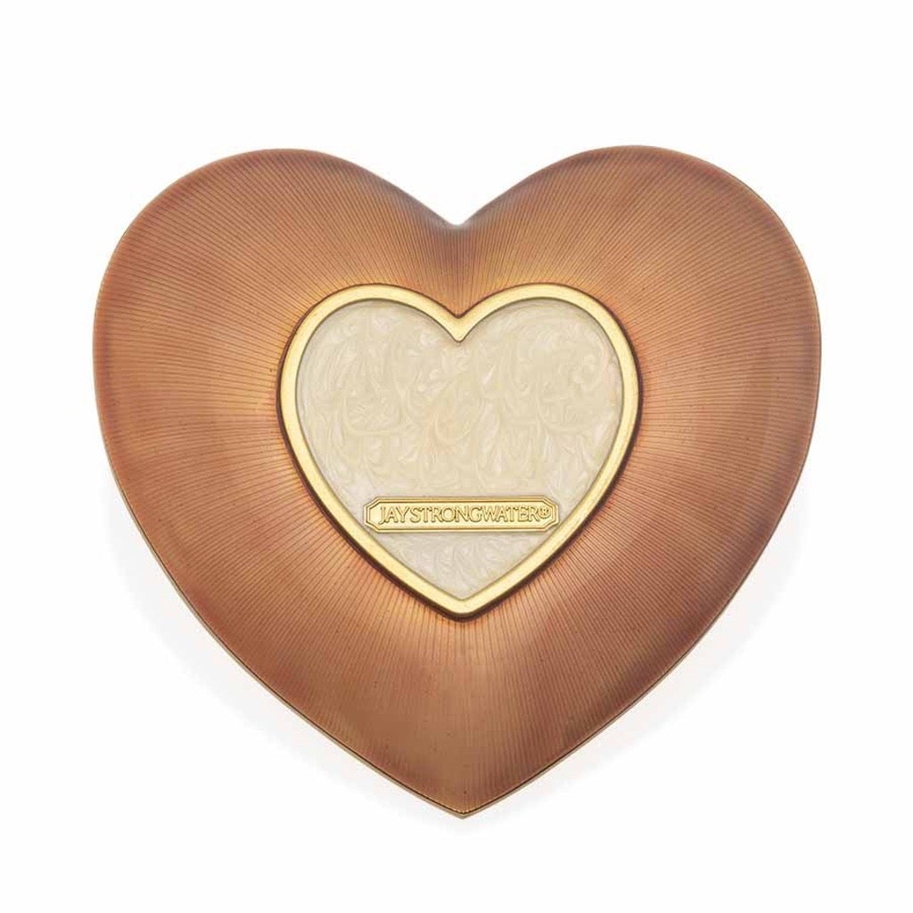 Jay Strongwater Aria Floral Heart Hand - enameled Trinket Tray for Boudoir