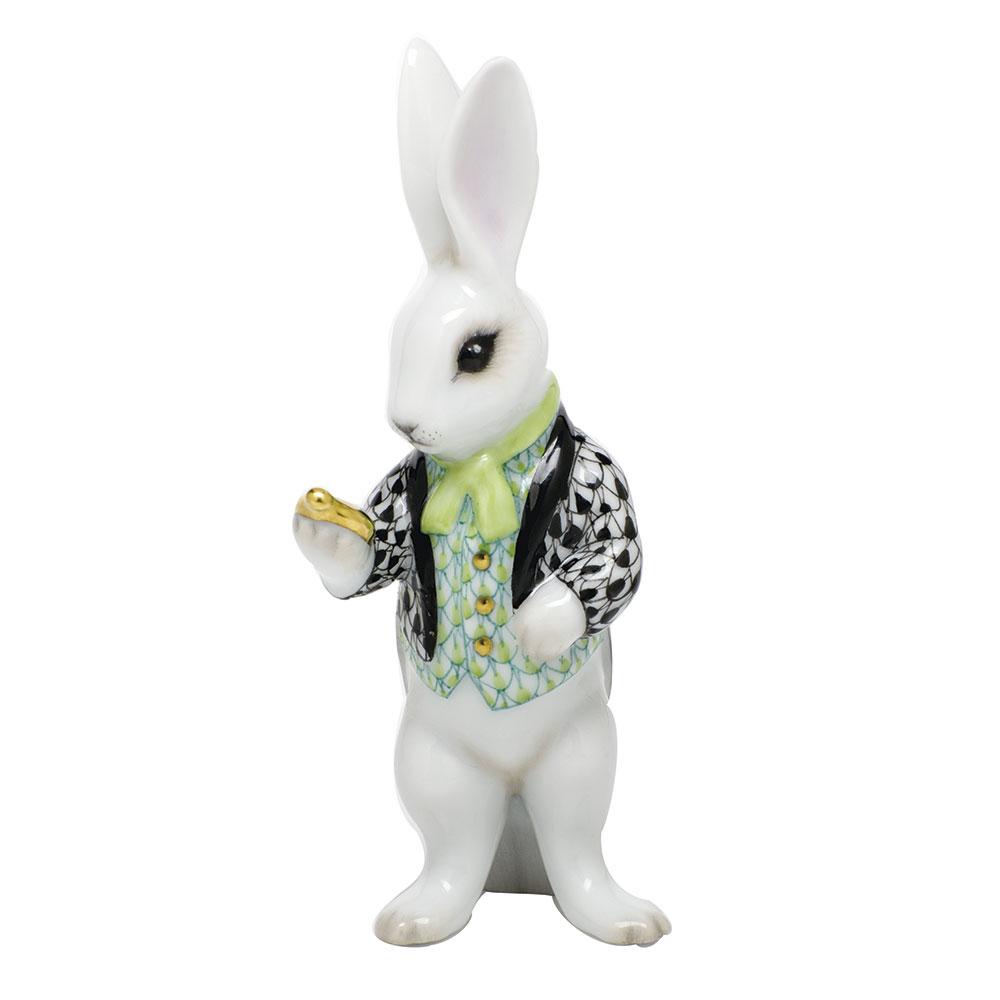 Exquisite Hand - painted Herend White Rabbit Porcelain Figurine