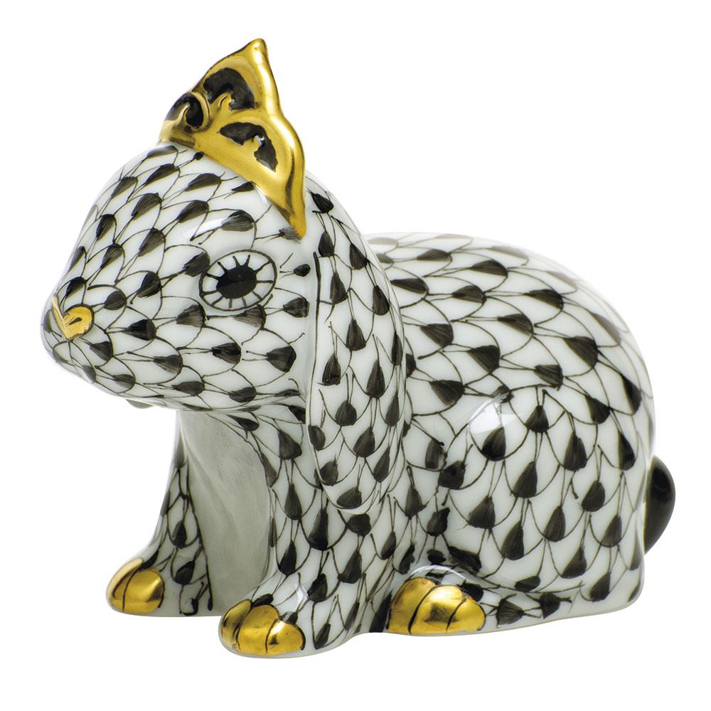 Exquisite Handmade Herend Porcelain Bunny Figurine Adorned with a Tiara