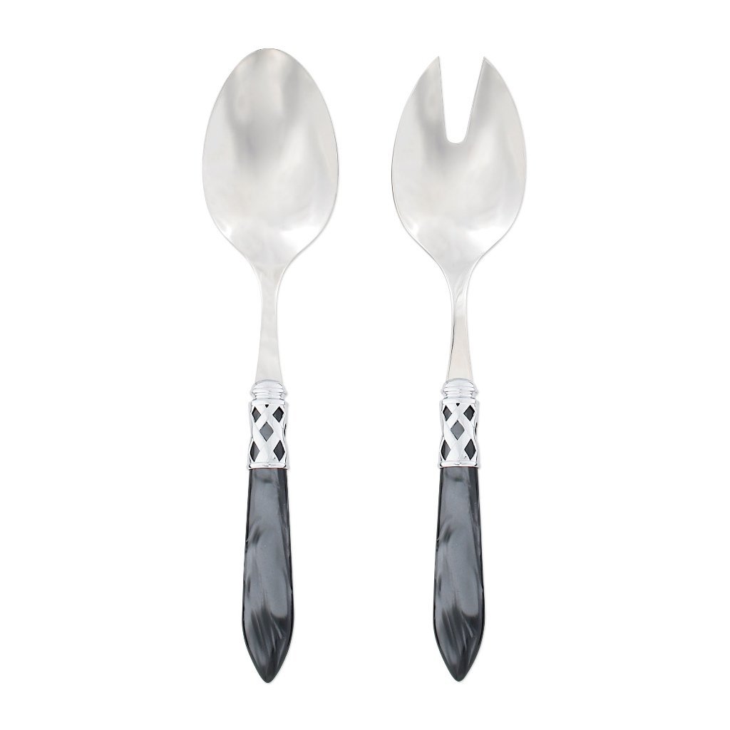 Vietri Aladdin Set of Shiny Chrome Salad Servers, Handmade in Italy