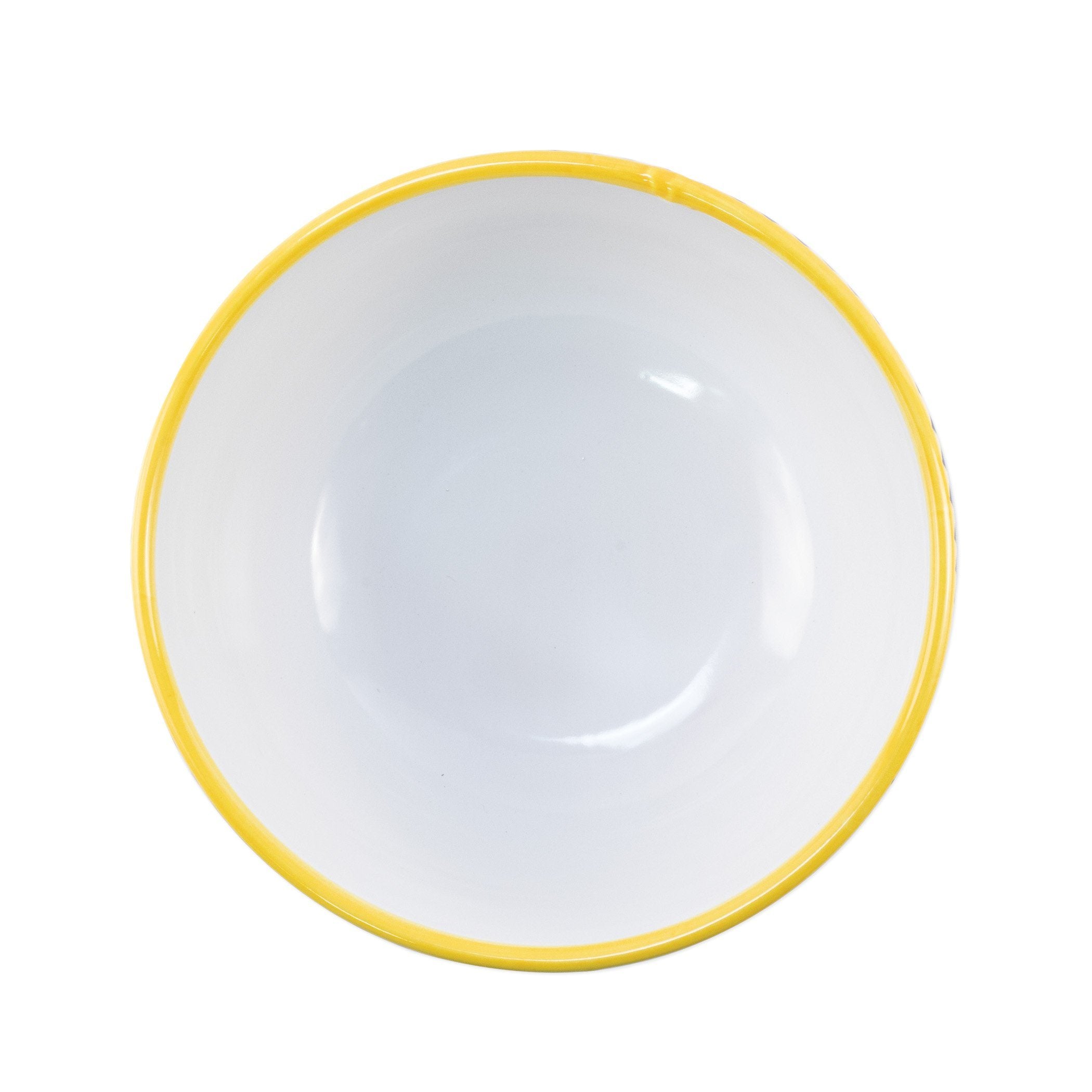 Vietri Hand - painted Campagna Cavallo Deep Serving Bowl with Yellow and Blue Design