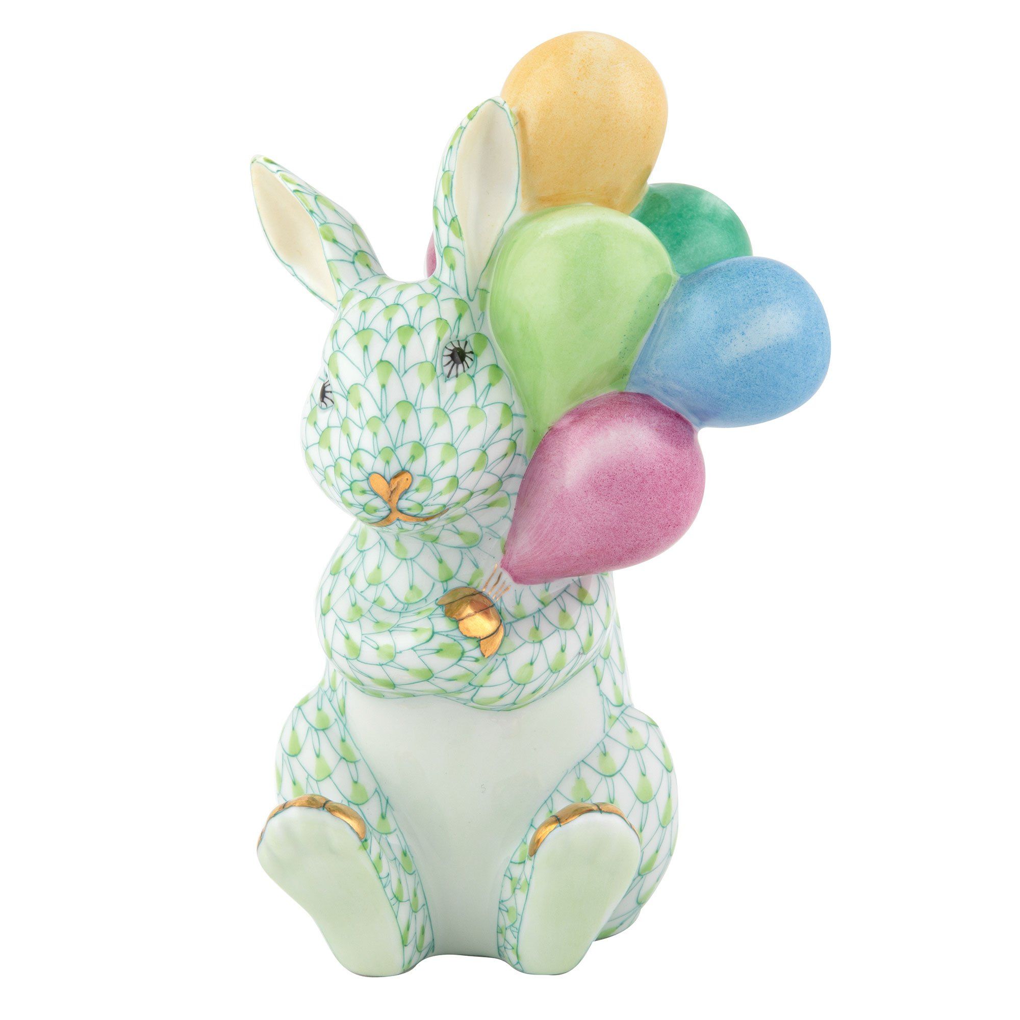 Exquisite Handmade Herend Balloon Bunny Porcelain Figurine for Collectors