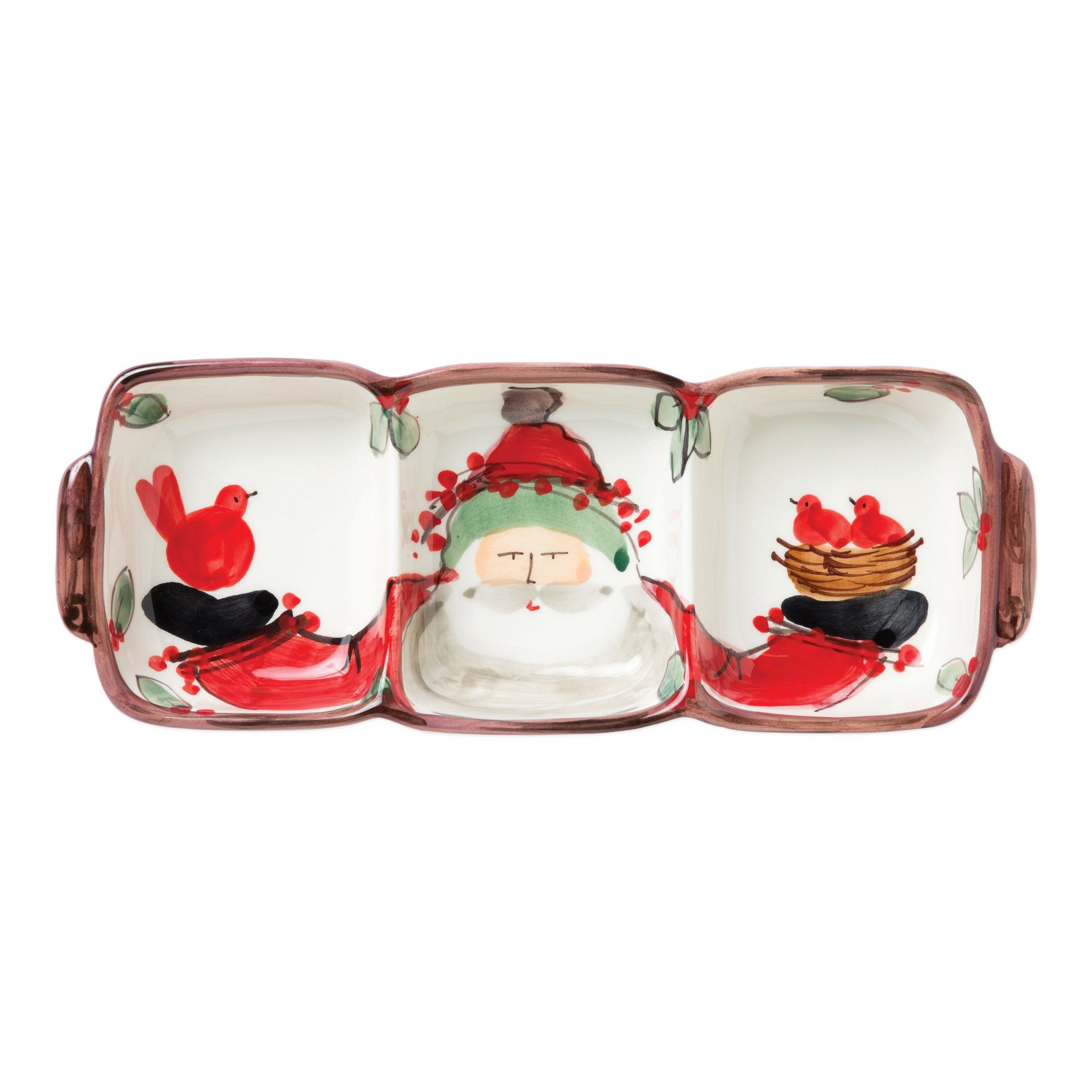 Vietri Hand - crafted Old St. Nick Three - Part Holiday Server