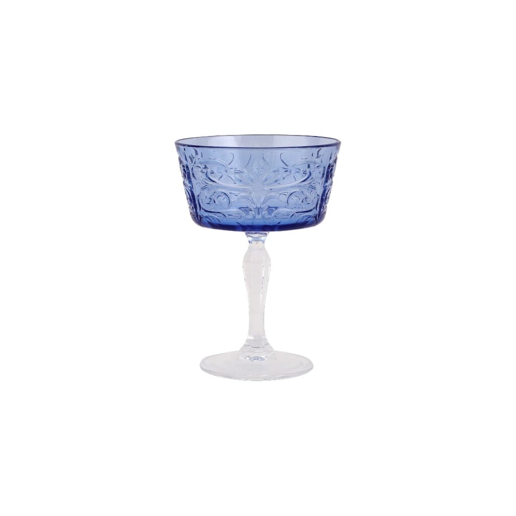 Vietri Baroque-style Coupe Champagne Drinking Glass with Artful Etchings
