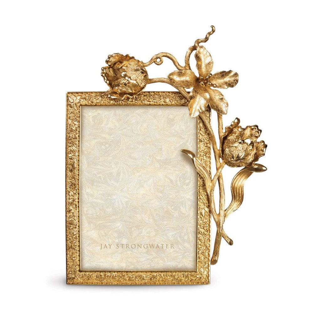Jay Strongwater Gold-plated Irene Tulip 5 x 7 Picture Frame - Ideal for Displaying Memories