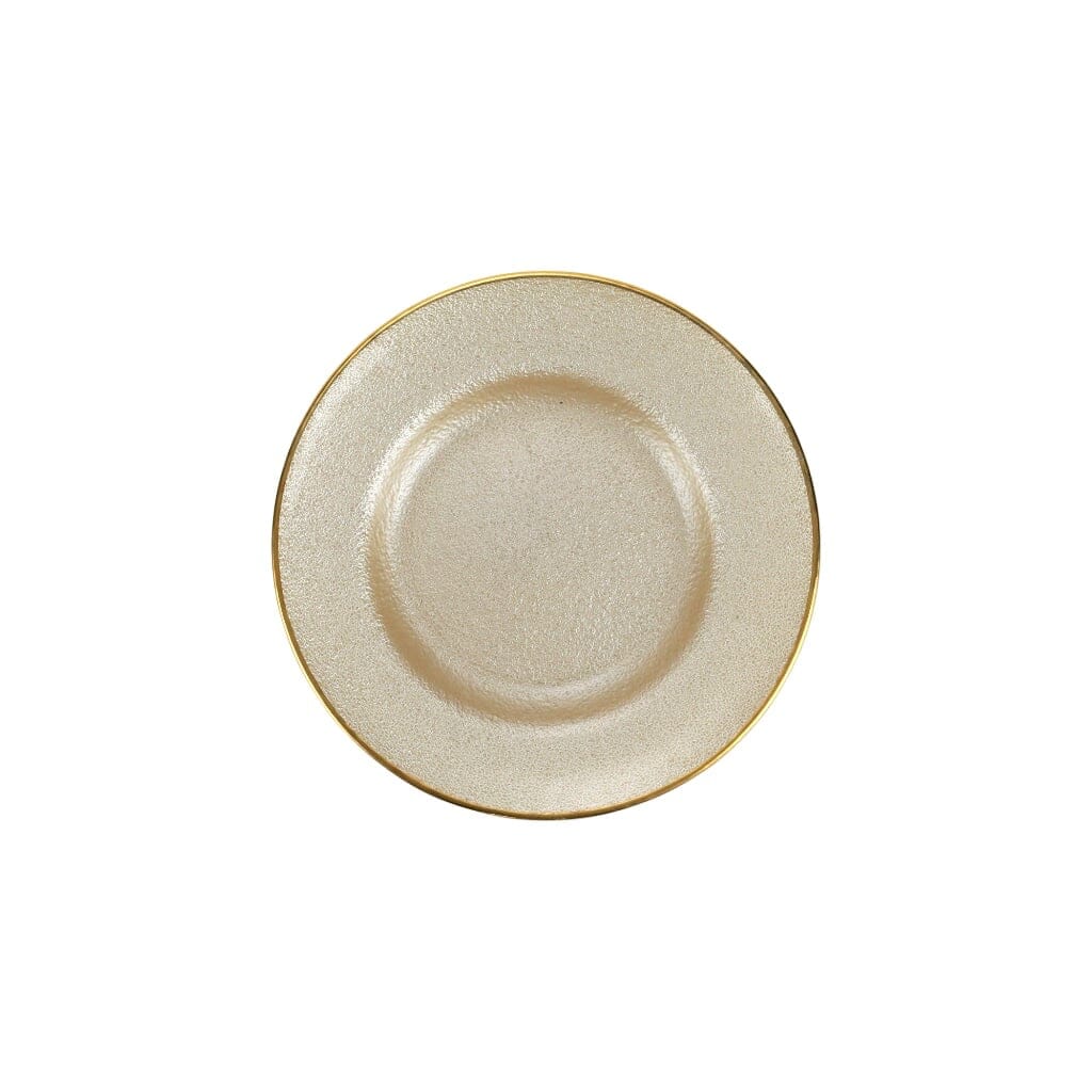 Vietri Elegant Metallic Glass Salad Plate with Gold Rim