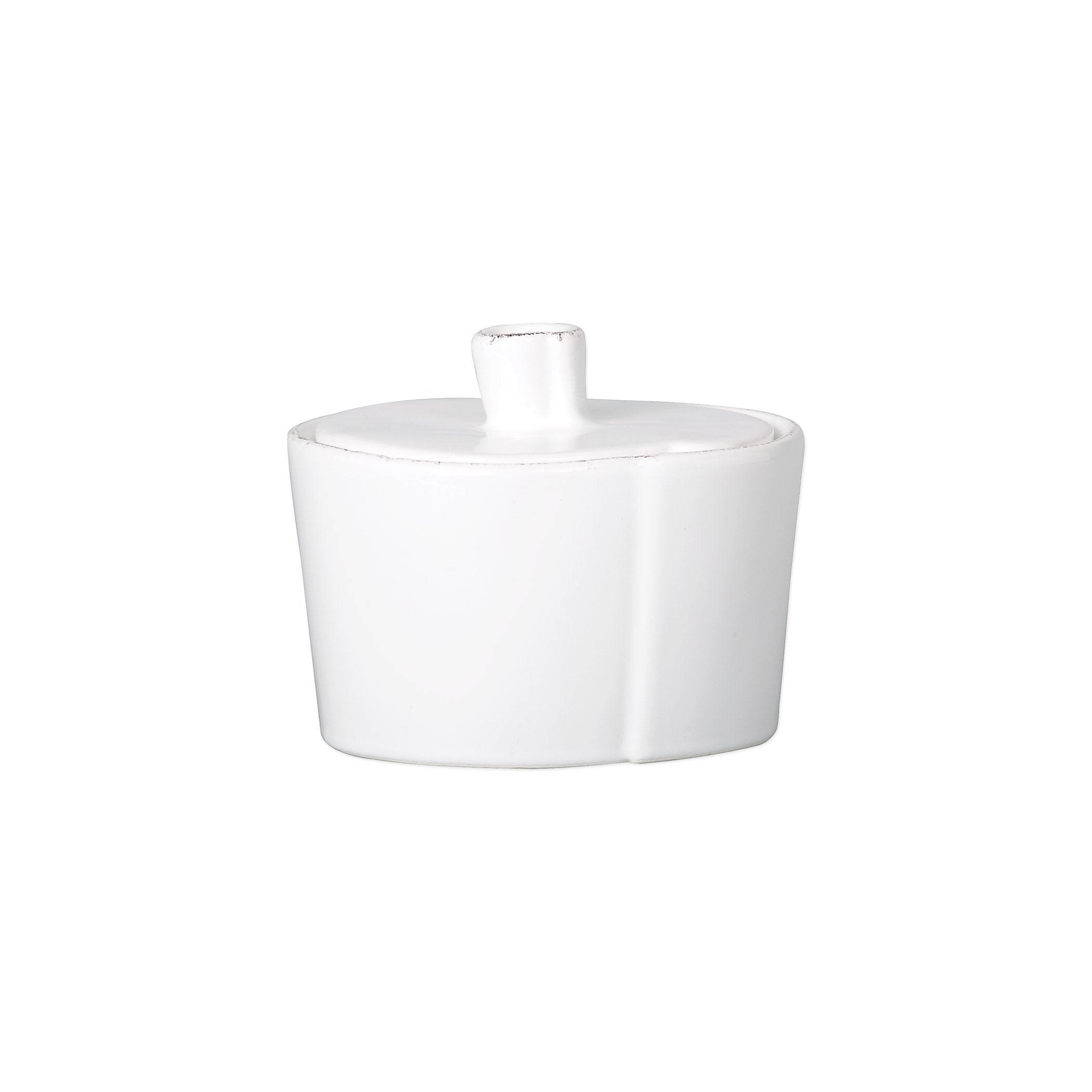 Vietri Italian Hand - crafted White Lastra Sugar Container