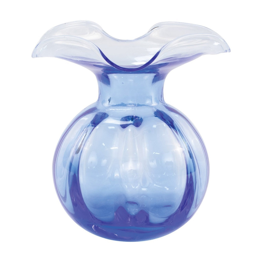 Medium-sized Fluted Cobalt Glass Vase Inspired by the Hibiscus Flower from Vietri