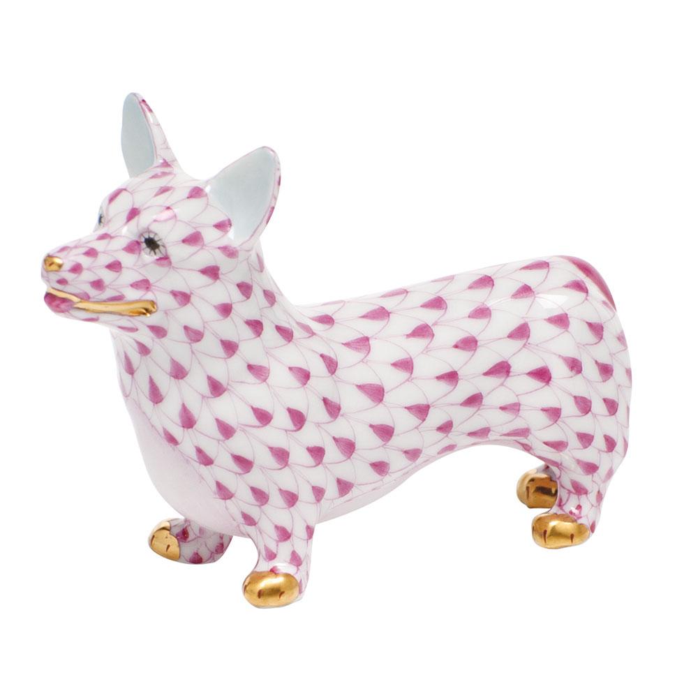 Handmade and Hand - painted Herend Corgi Porcelain Figurine