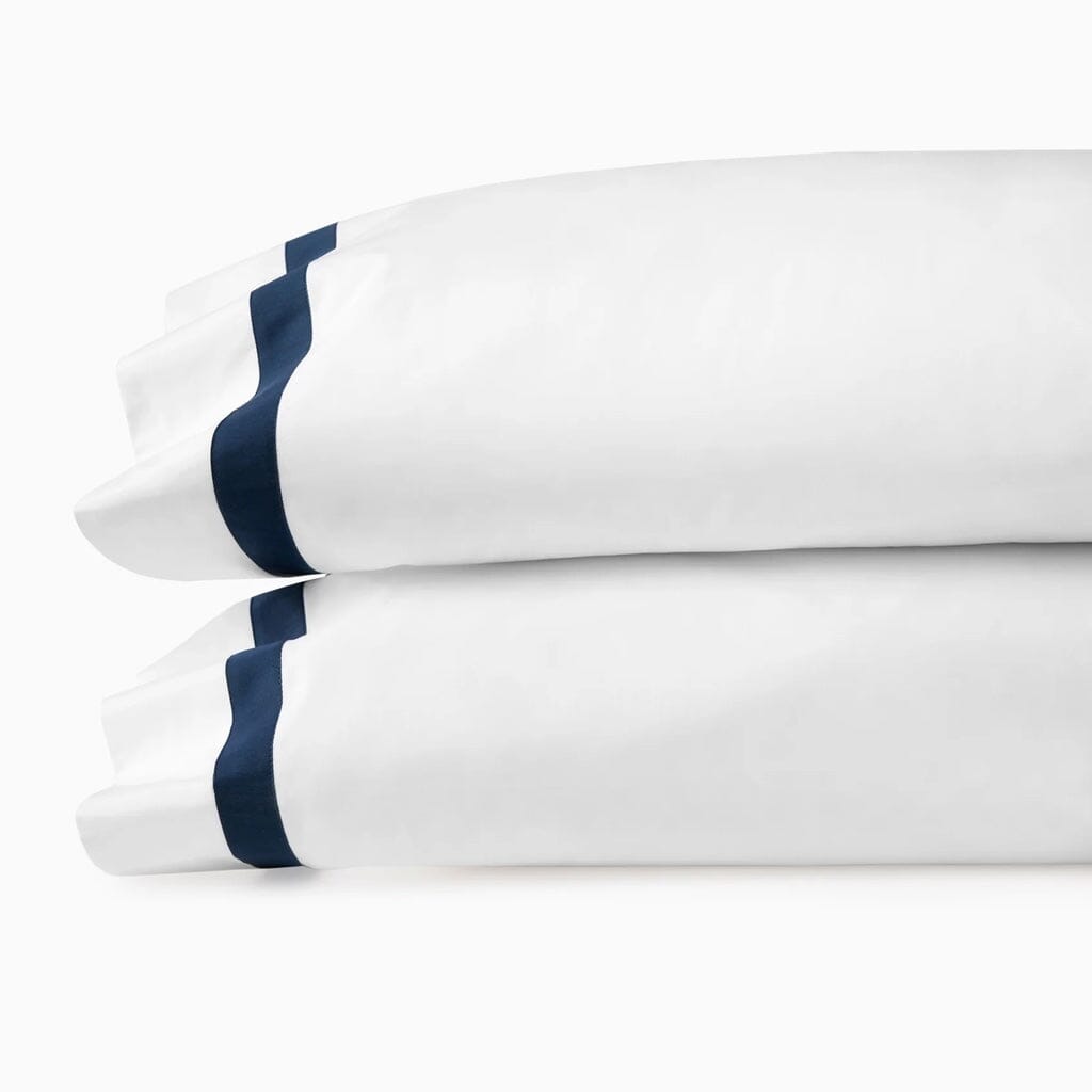 Sferra Estate 22 x 33 Standard Pillowcase Pair in Pristine White with Colorful Sateen Applique