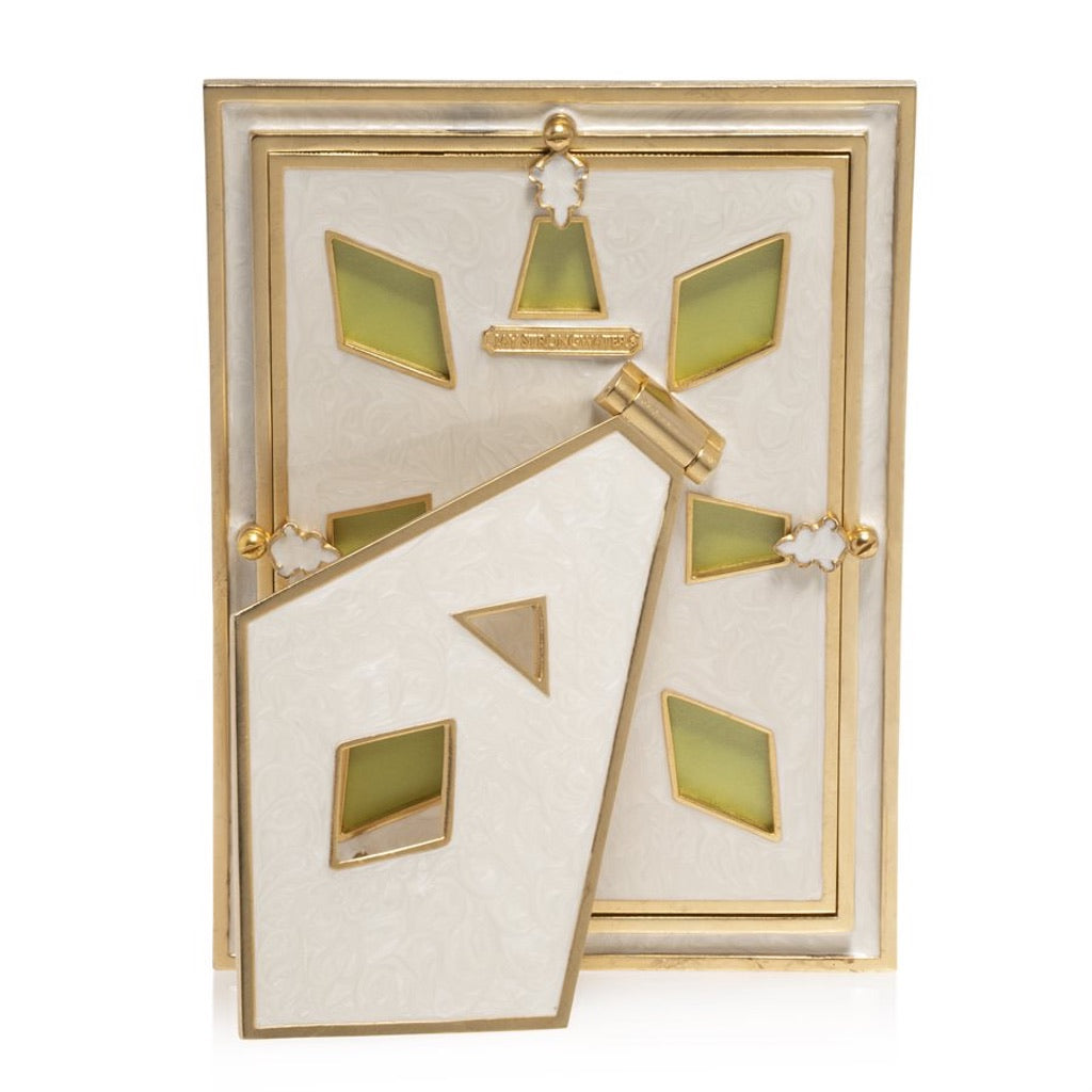 Jay Strongwater Hand - Enameled 14K Gold Rainbow Mosaic Pyramid 5 x 7 Photo Frame