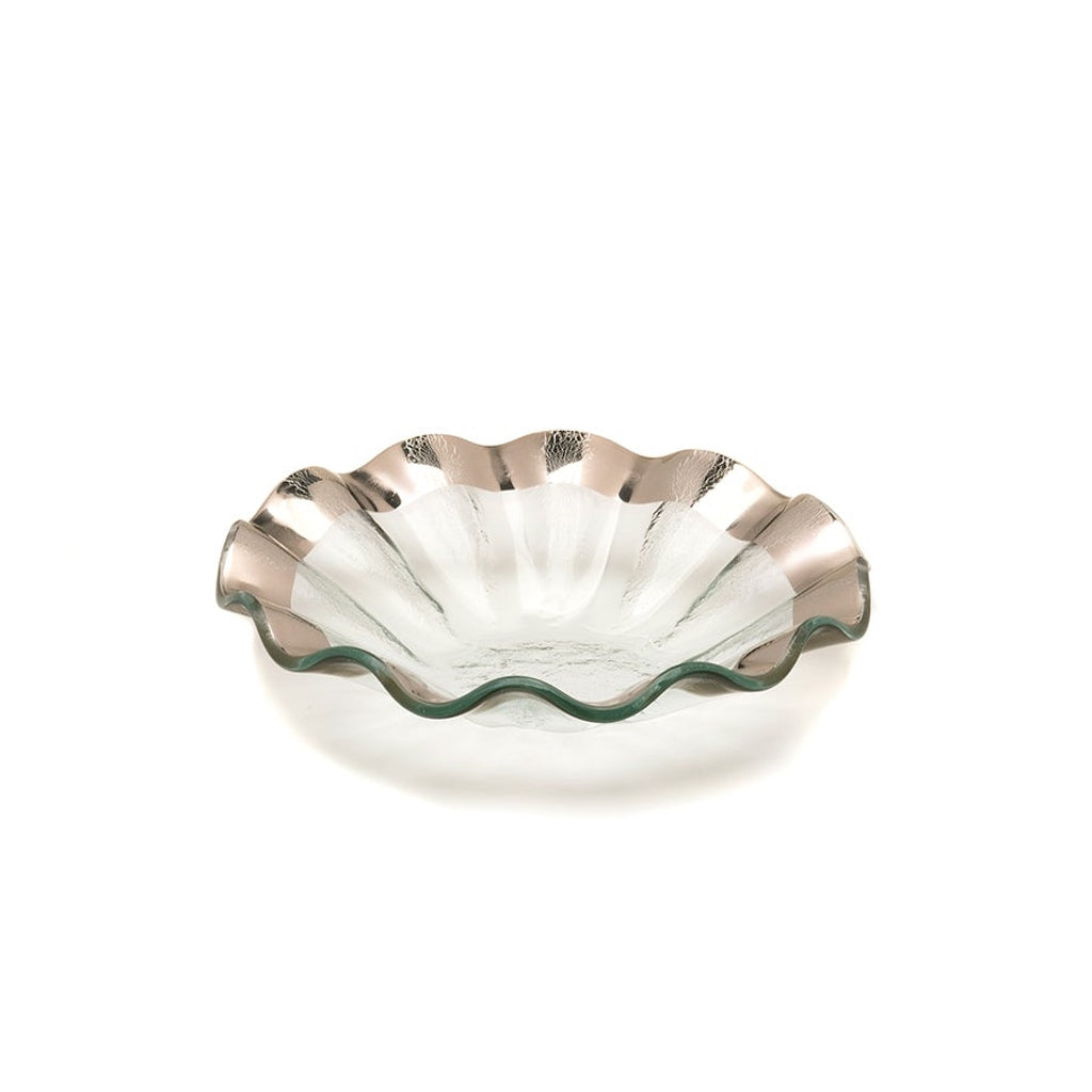 Annieglass 7-Inch Ruffled Handmade Dinnerware Bowl with Precious Metal Trim