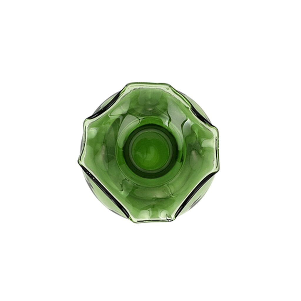 Exquisite Dark Green Mouth-Blown Vietri Hibiscus-Inspired Glass Bud Vase