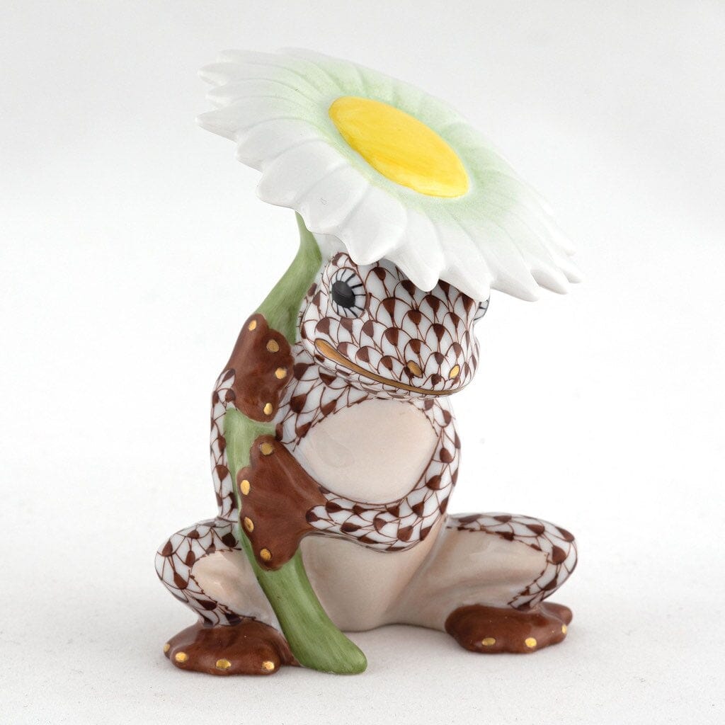 Exquisite Handmade Herend Porcelain Flower Frog Figurine