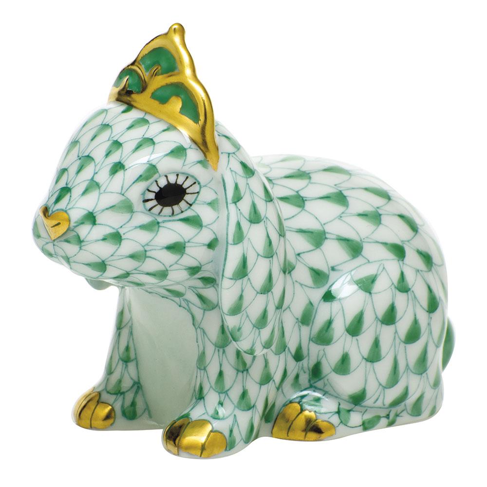 Exquisite Handmade Herend Porcelain Bunny Figurine Adorned with a Tiara