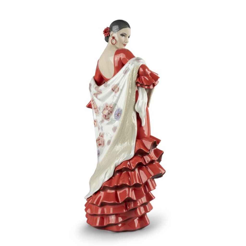 Lladro Handmade Porcelain Figurine of Flamenco Soul with Vibrant Red Color