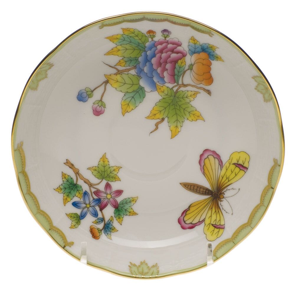 Exquisite Hand - painted Herend Queen Victoria Pattern Mocha Saucer with 24K Gold