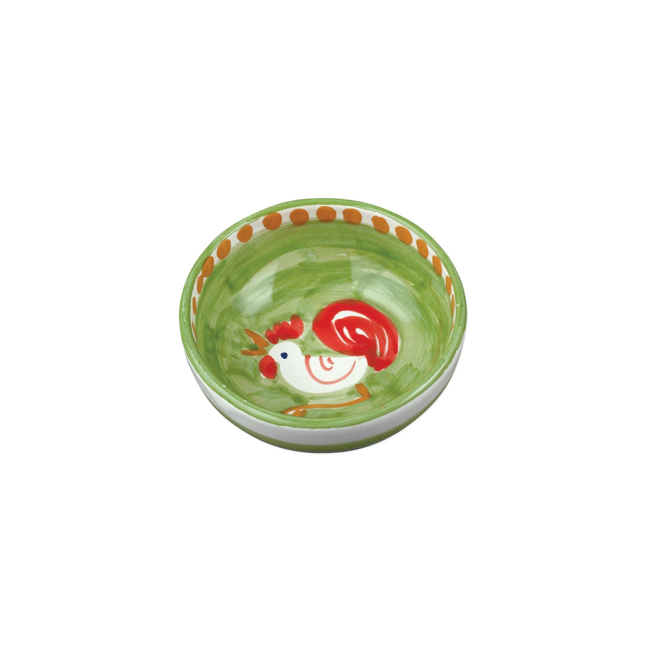 Handmade Vietri Campagna Gallina Olive Oil Bowl with Hand - painted Roosters