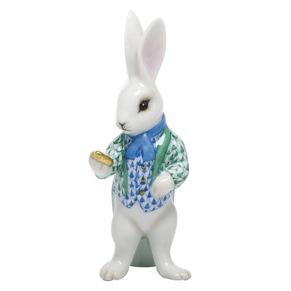 Exquisite Hand - painted Herend White Rabbit Porcelain Figurine