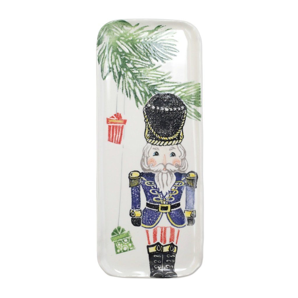 Hand - painted Italian Vietri Narrow Rectangular Nutcrackers Platter