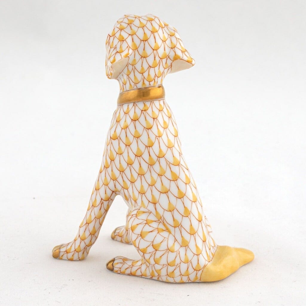 Herend Handmade Young Golden Retriever Puppy Porcelain Figurine for Dog Lovers