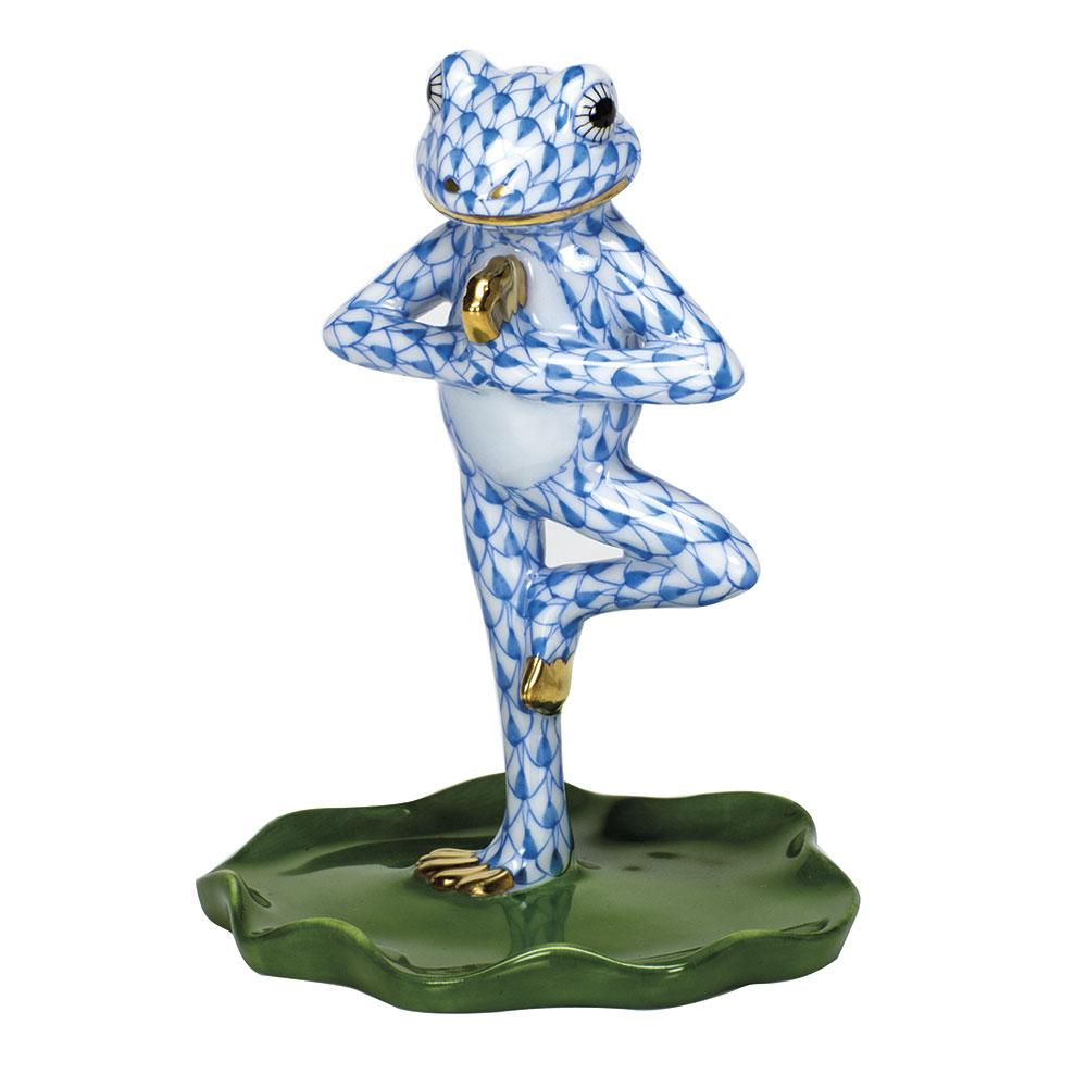 Handmade Herend Yoga Frog Figurine in Tree Pose