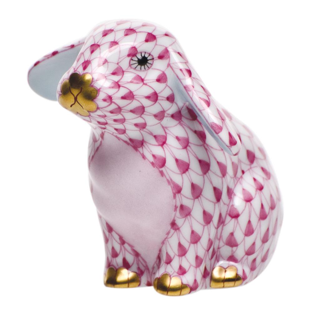 Handmade and Hand - painted Herend Sitting Bunny Figurine with Lop Ears