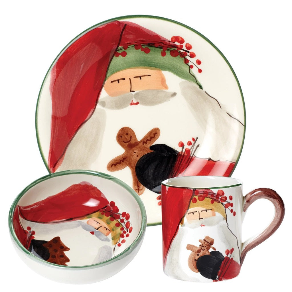 Vietri Old St. Nick Bambini Tableware Set - Handmade Italian Holiday Collection