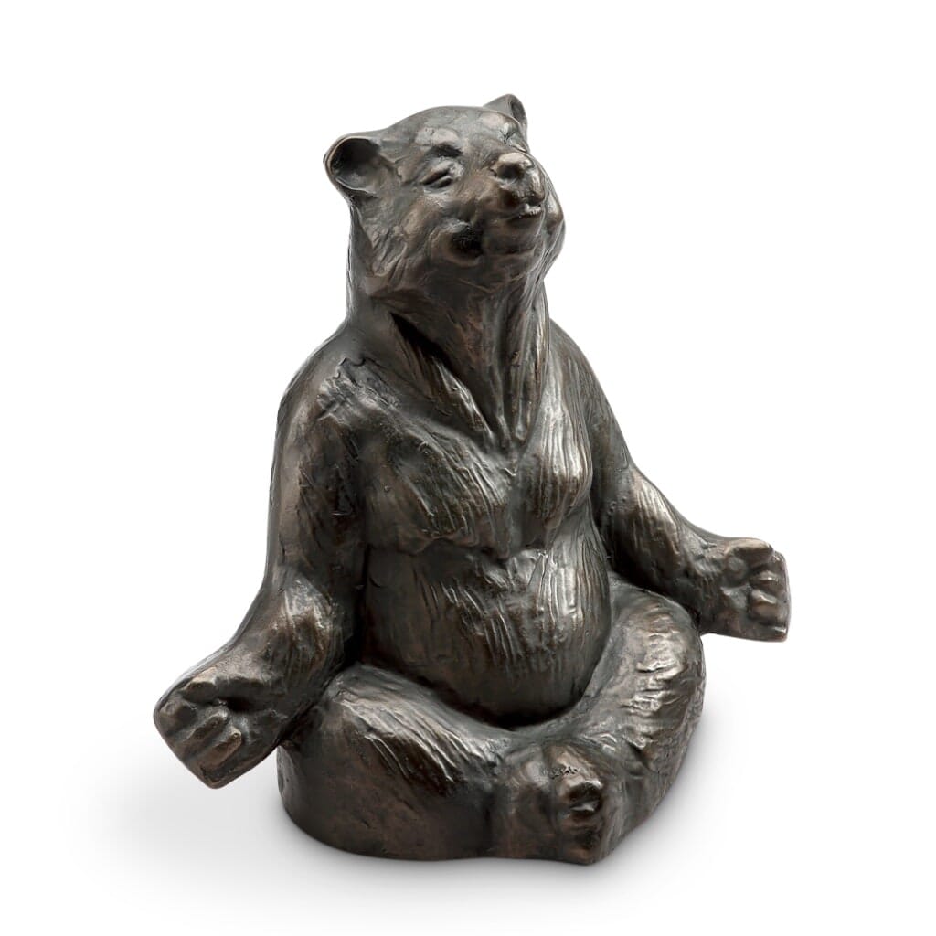 Adorable SPI Aluminum Garden Yoga Bear Sculpture for Whimsical Decor