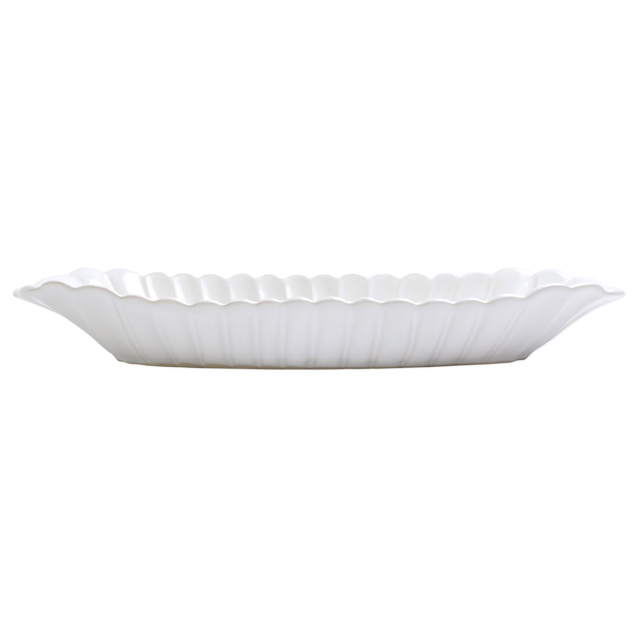 Vietri Handmade White Incanto Stone Scallop Bread Server
