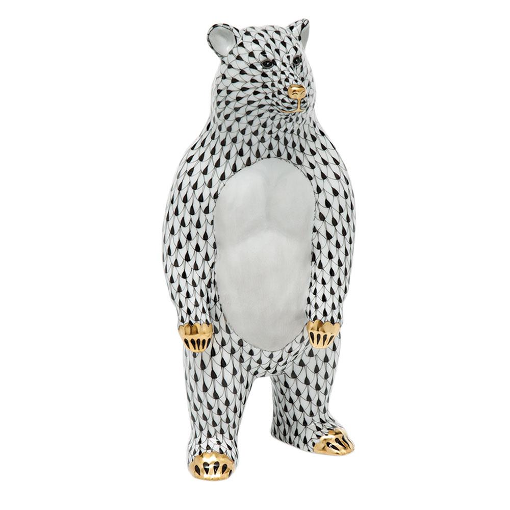 Handmade Herend Standing Bear Porcelain Figurine for Collectors