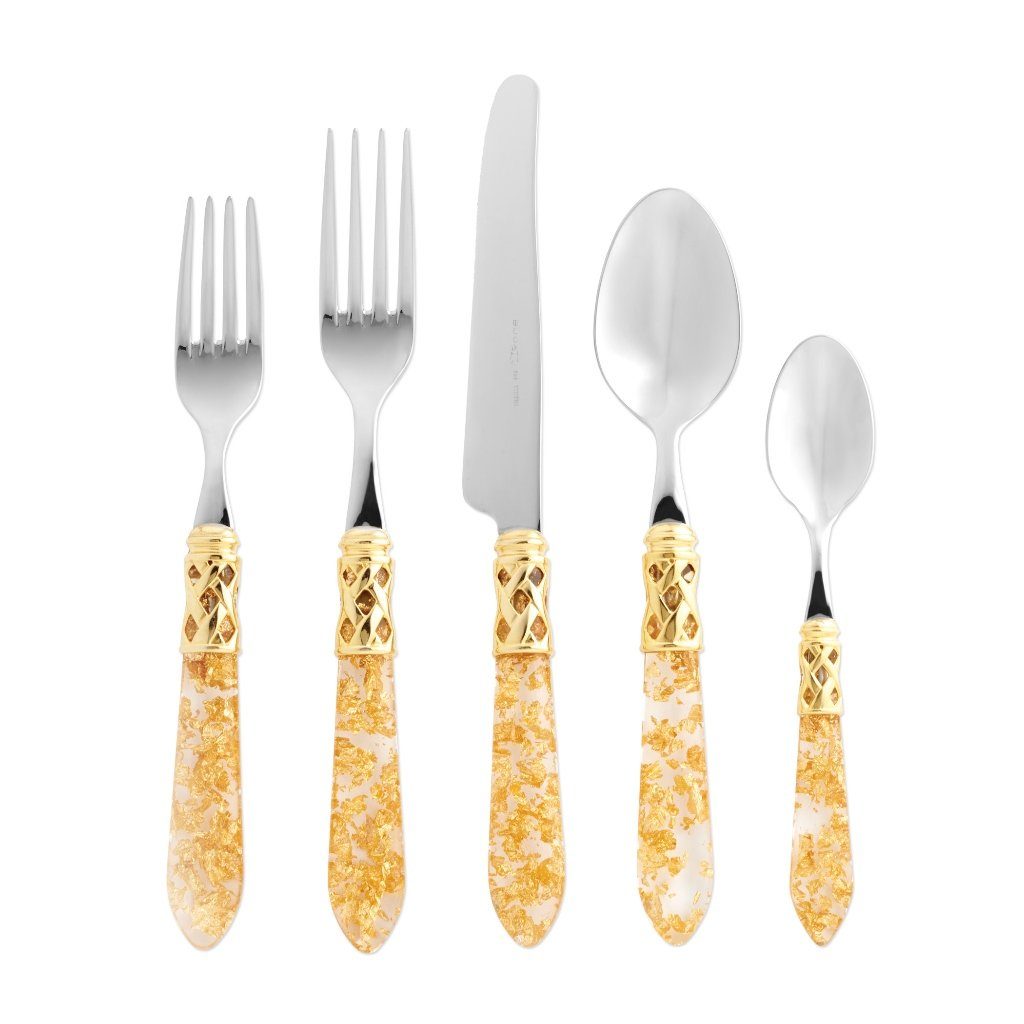 Vietri Aladdin Brilliant Stainless Steel Five-Piece Dinnerware Place Setting