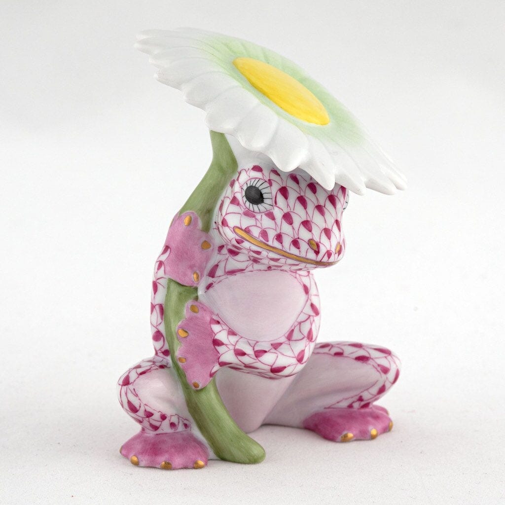 Exquisite Handmade Herend Porcelain Flower Frog Figurine