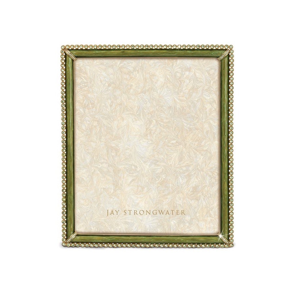 Jay Strongwater 8x10 Hand - Enameled Leaf Frame with 14K Gold Finish and Swarovski Crystals