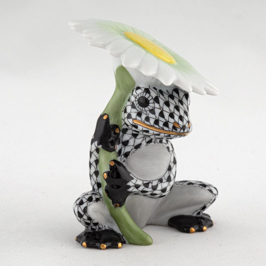 Exquisite Handmade Herend Porcelain Flower Frog Figurine