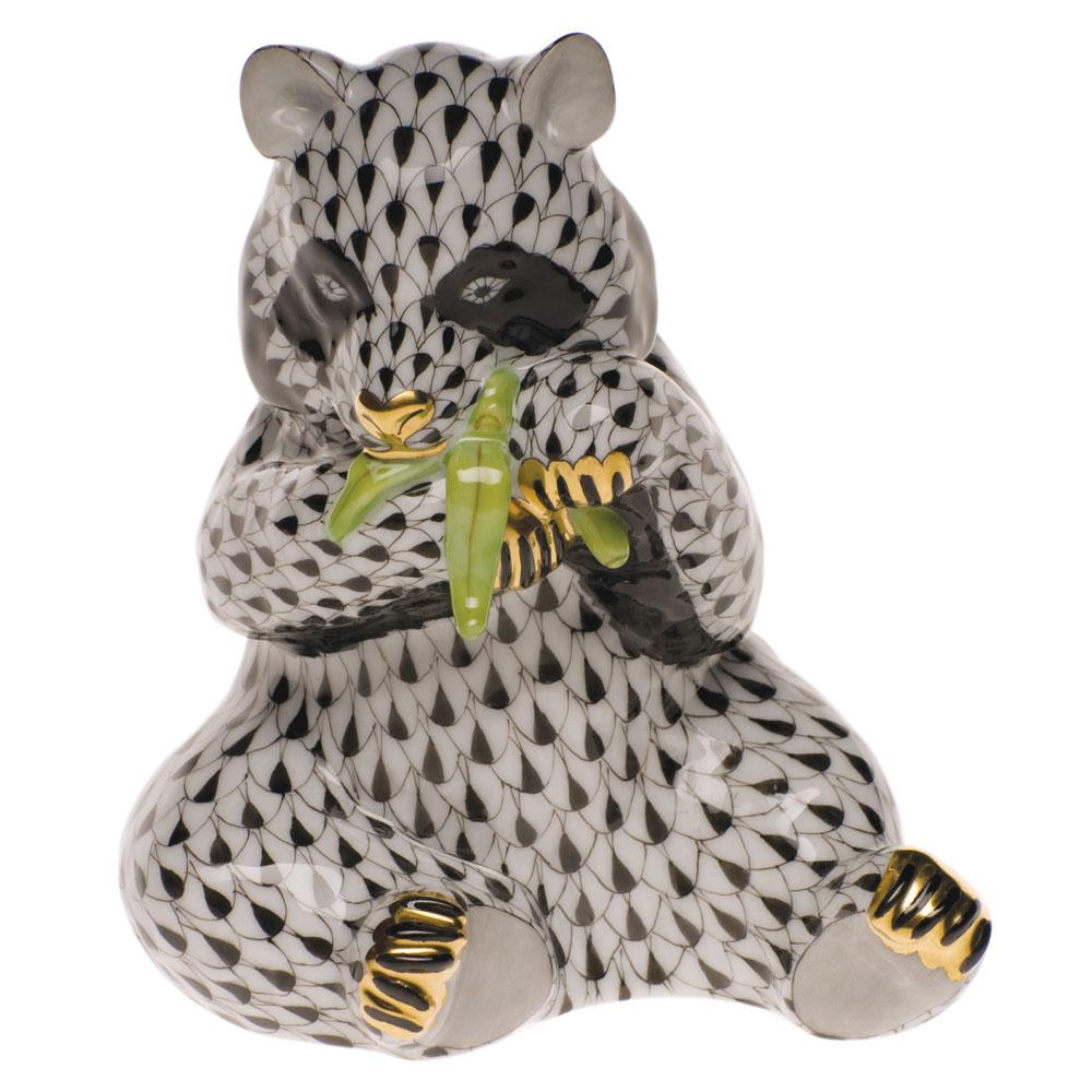 Handmade Herend Sitting Panda Porcelain Figurine for Collectors